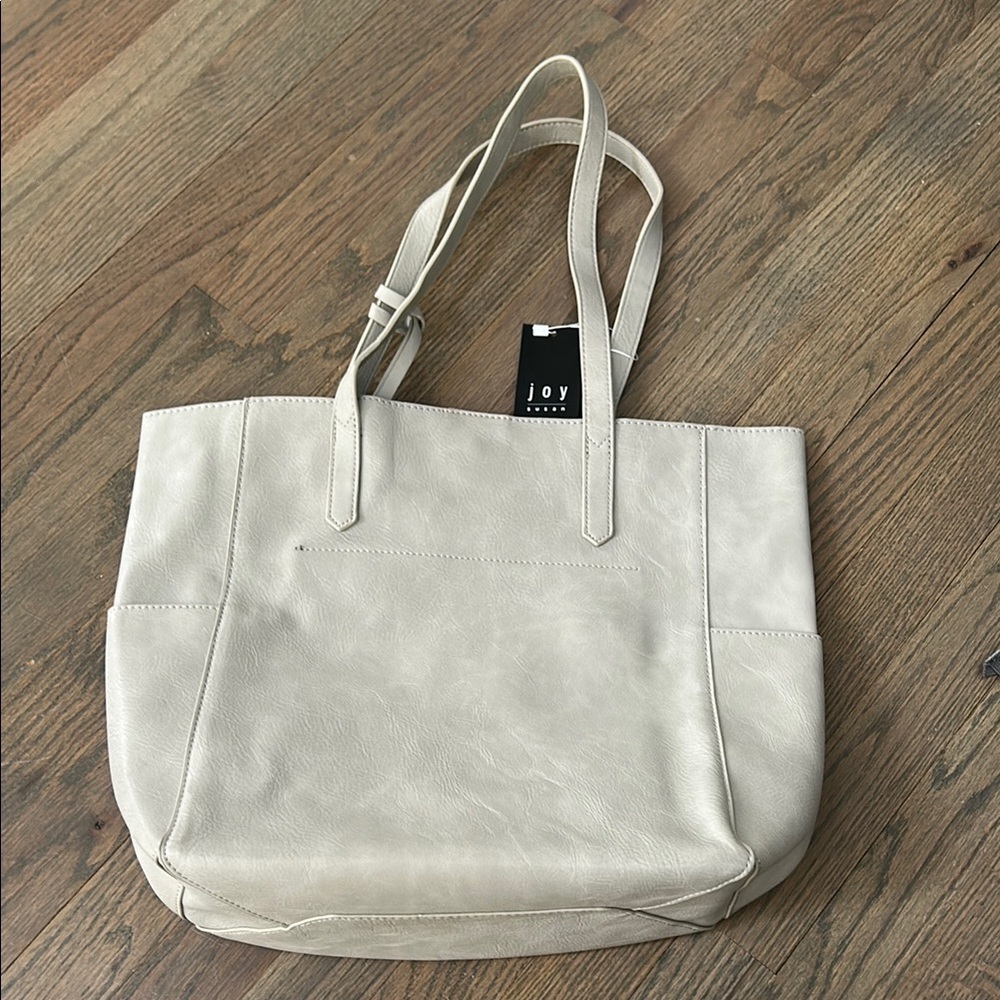 Joy Susan Cream Canvas Tote Bag with Minimalist Design